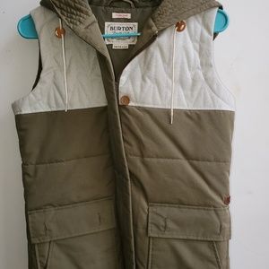 Army Green and White Winter Vest